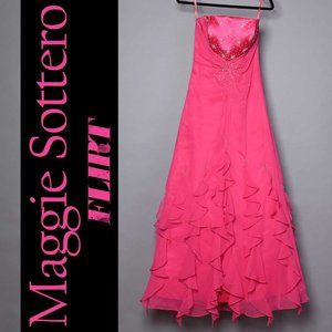 Maggie Sottero Fuchsia Flirt Prom Dress Size 6